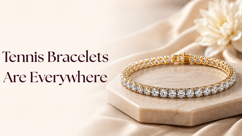 Luxury diamond tennis bracelet displayed on a marble jewelry stand
