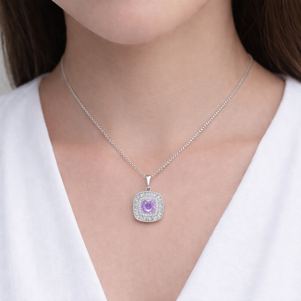 Lavender Radiance Halo Pendant