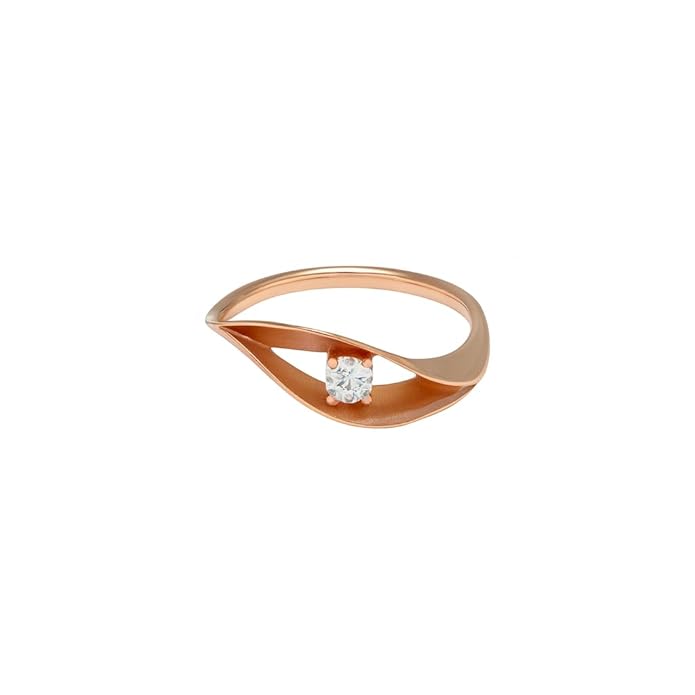 SIGOR 925 Silver Rose-Gold Twisted Solitaire Ring