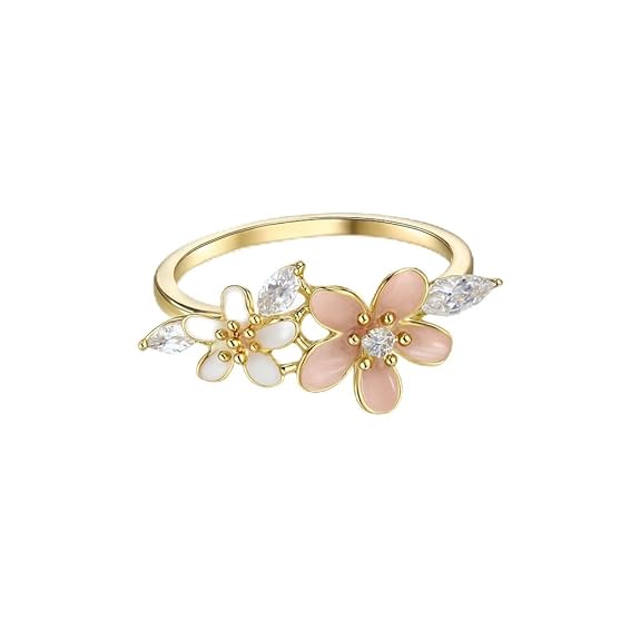 SIGOR 925 Silver Floral Enamel Design Ring