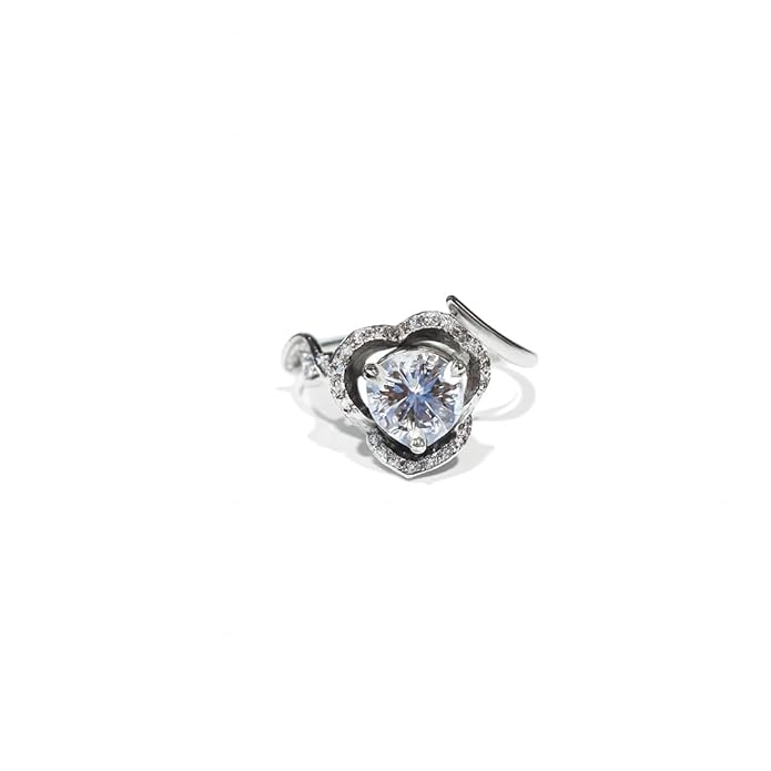 SIGOR 925 Silver Heart-Cut Center Stone with Sparkling Ring