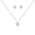 SIGOR 925 Silver Sparkling Heart Pendant Set
