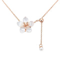 SIGOR 925 Silver Blossom Pearl Drop Chain Pendant