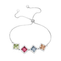 SIGOR 925 Silver Multi-Color Square Stone Bracelet