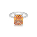 SIGOR 925 Silver Radiant Orange Emerald-Cut Ring
