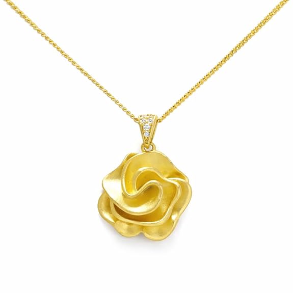SIGOR 925 Silver Golden Rose Pendant Chain