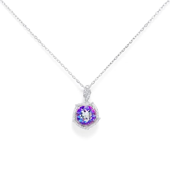 SIGOR 925 Silver Mystic Blue Star Pendant Necklace