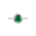 SIGOR 925 Silver Pear-Cut Green Stone Ring