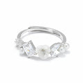 SIGOR 925 Silver Floral Pearl Crystal Ring