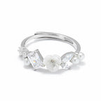 SIGOR 925 Silver Floral Pearl Crystal Ring