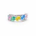 SIGOR 925 Silver Multicolor Gemstone Band Ring