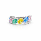 SIGOR 925 Silver Multicolor Gemstone Band Ring