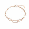 SIGOR 925 Silver Rose Gold Finish Diamond Link Bracelet