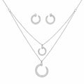 SIGOR 925 Silver Luna Arc Pendant & Hoop Set