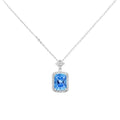 SIGOR 925 Silver Blue Stone Pendant Chain