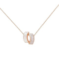 SIGOR 925 Silver Rose Tone Dual-Ring Pendant Chain