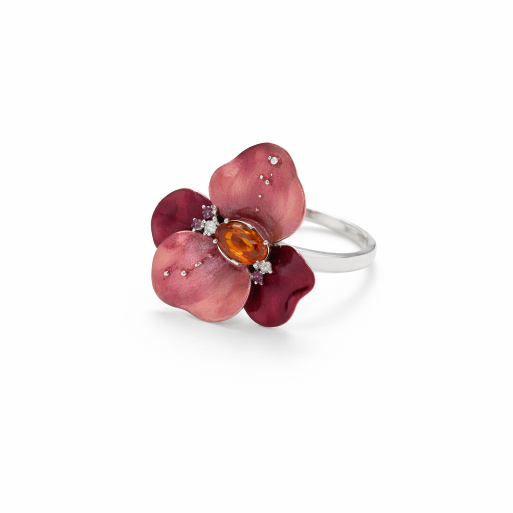 SIGOR 925 Silver Crimson Petal Ring