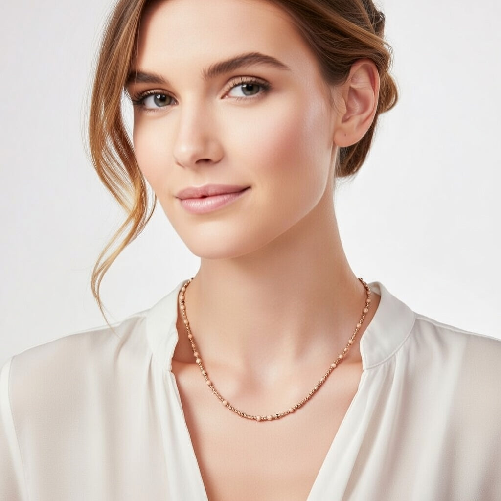Rose Tone Shine Silver Chain