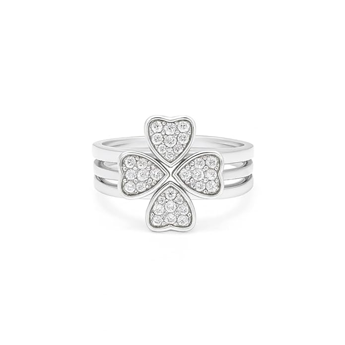 SIGOR 925 Silver Heartshine Ring Set