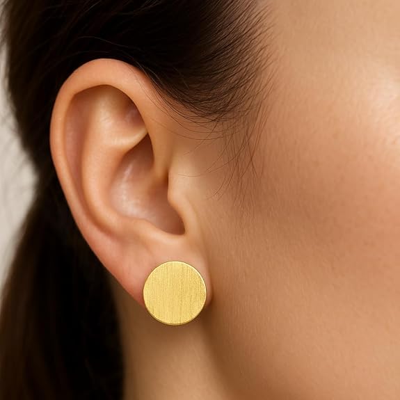 SIGOR 925 Silver Gold Finish Round Stud Earring