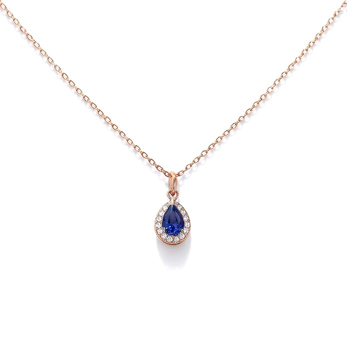 SIGOR 925 silver rose tone Sapphire Pendant Chain