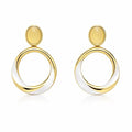 SIGOR 925 Silver Dual Halo Gold-Tone Drop Earring