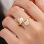SIGOR 925 Silver Pearl & Crystal Open Ring