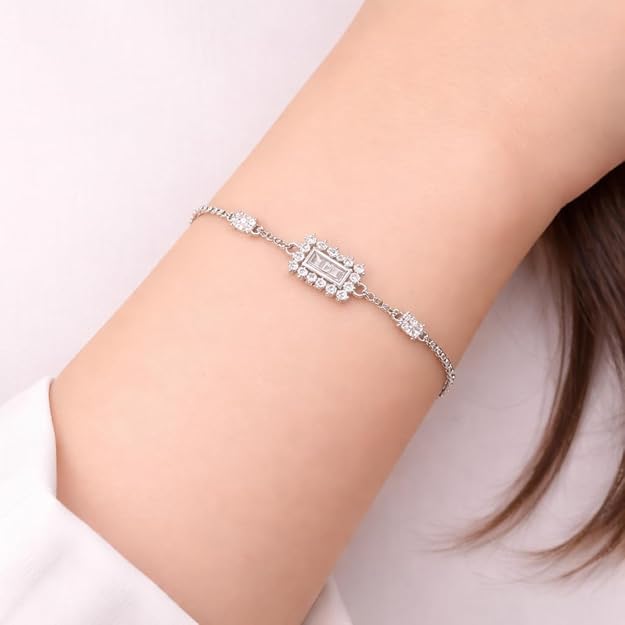 SIGOR 925 Silver Elegant Baguette Bracelet