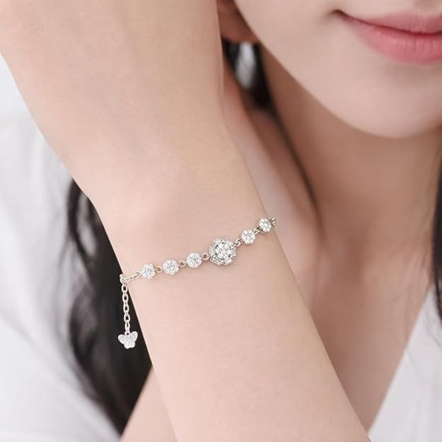 SIGOR 925 Silver Floral Sparkle Bracelet for Women
