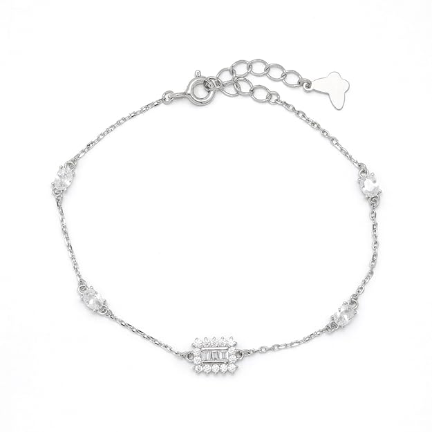 SIGOR 925 Silver Elegant Baguette Bracelet