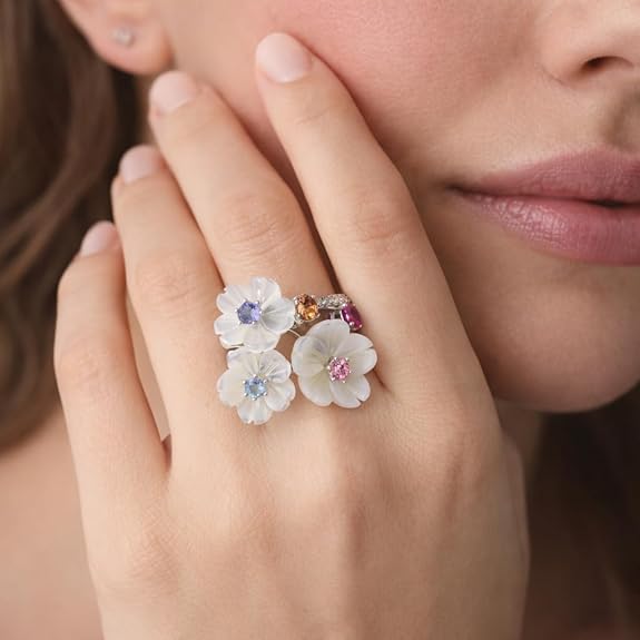 SIGOR 925 Silver Blossom Symphony Ring