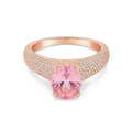 SIGOR 925 Silver Pink Oval Gemstone Ring