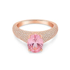 SIGOR 925 Silver Pink Oval Gemstone Ring