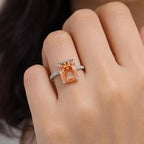 SIGOR 925 Silver Radiant Orange Emerald-Cut Ring