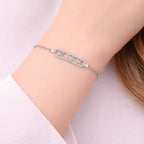 SIGOR 925 Silver Elegant CZ Bar Link Bracelet