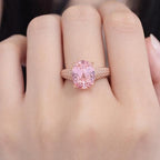 SIGOR 925 Silver Pink Oval Gemstone Ring