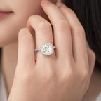 SIGOR 925 Silver Cushion Halo Ring