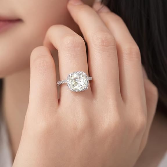 SIGOR 925 Silver Cushion Halo Ring