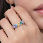 SIGOR 925 Silver Multicolor Gemstone Band Ring