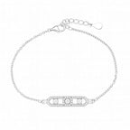 SIGOR 925 Silver Elegant CZ Bar Link Bracelet