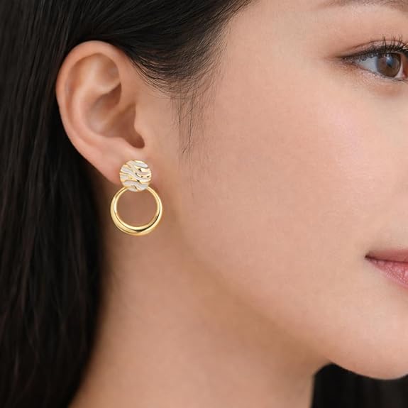 Classic Shine 925 Silver Gold-Tone Hoop Earrings