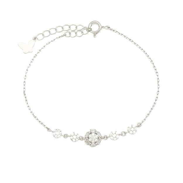 SIGOR 925 Silver Floral Sparkle Bracelet for Women