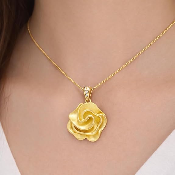 SIGOR 925 Silver Golden Rose Pendant Chain