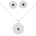 SIGOR 925 Silver Blue Stone Radiant Circle Pendant Set Without chain