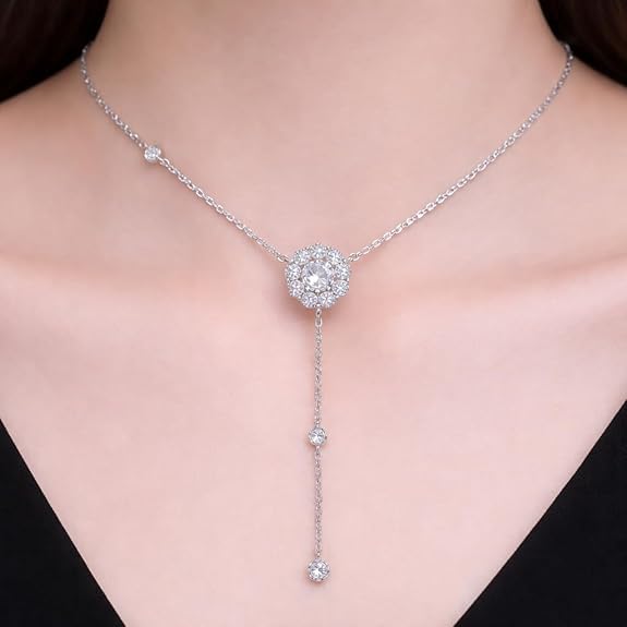 SIGOR 925 Silver Blooming Radiance Drop Chain Pendant