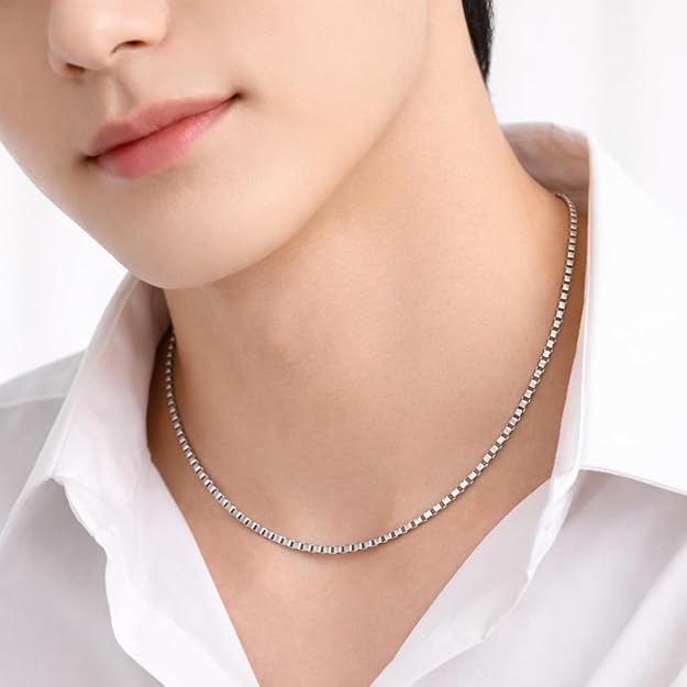 Minimal Box Silver Chain for Men