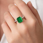 SIGOR 925 Silver Emerald Radiance Ring