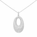 SIGOR 925 Silver Oval Sparkle Pendant Necklace