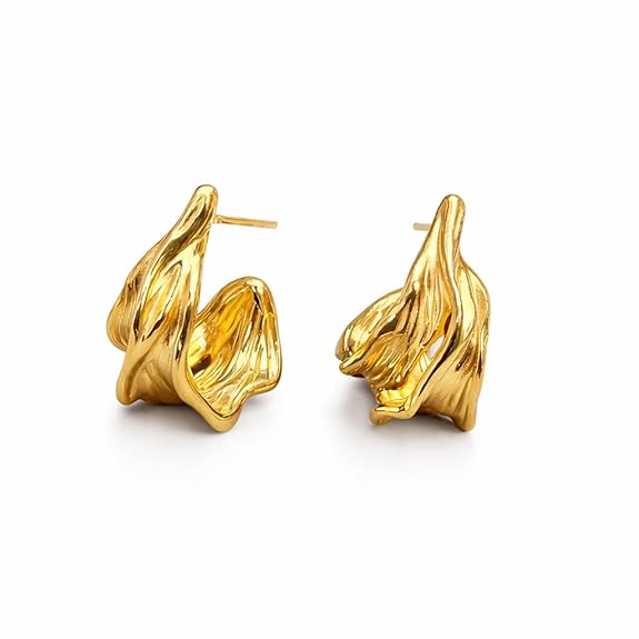 SIGOR 925 Silver Abstract Gold-Tone Stud Earrings