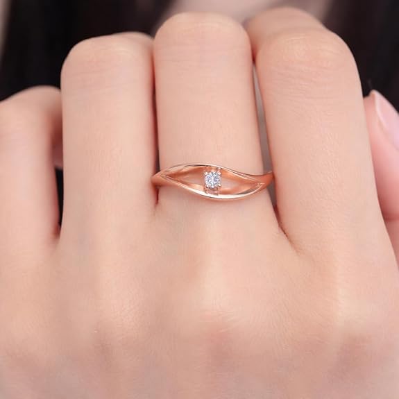 SIGOR 925 Silver Rose-Gold Twisted Solitaire Ring